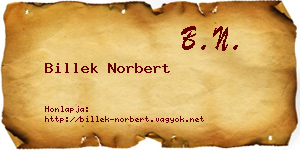 Billek Norbert névjegykártya